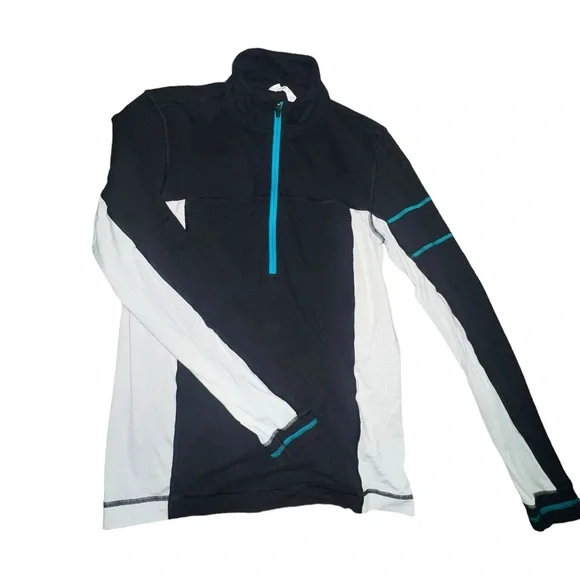 ✅Lululemon Sweater Mens Medium Pullover Sweatshirt Quarter Zip Black Colorblock Men